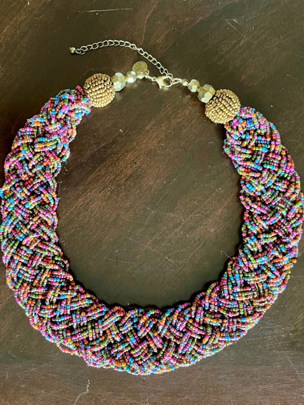 Susan Graver Multi-Strand Braided Glass Seed Bead Statement Necklace